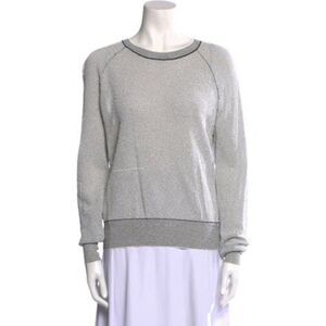 Theory Womens Authentic Black White Striped Long Sleeve Top Sweater P Xs Small